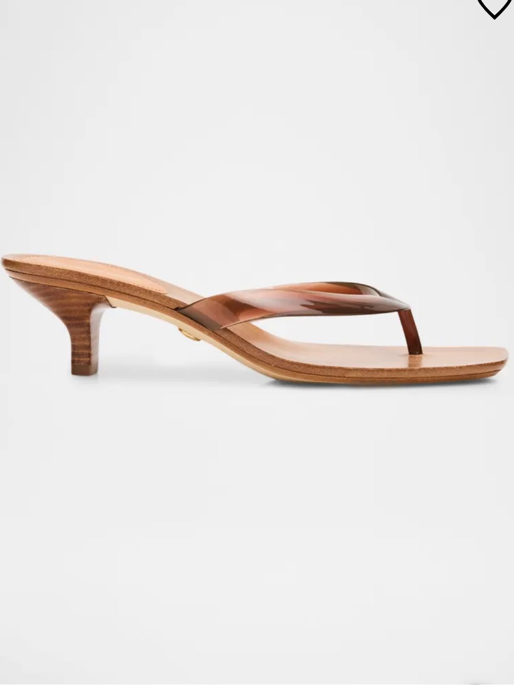 Veronica Beard Brown Tortoiseshell Kitten-Heel Thong Sandals
